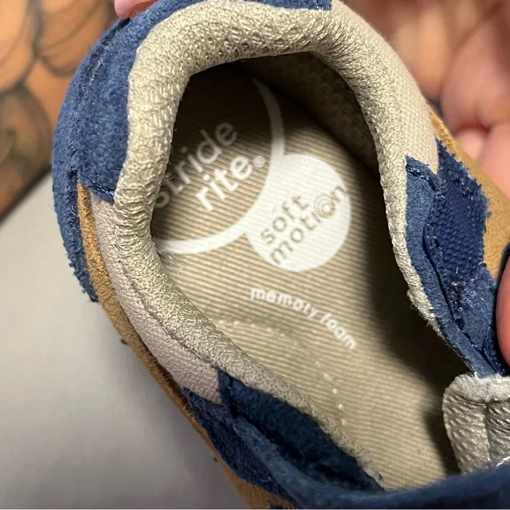 Stride Rite Toddler Sneakers in Navy, Tan, and Cream